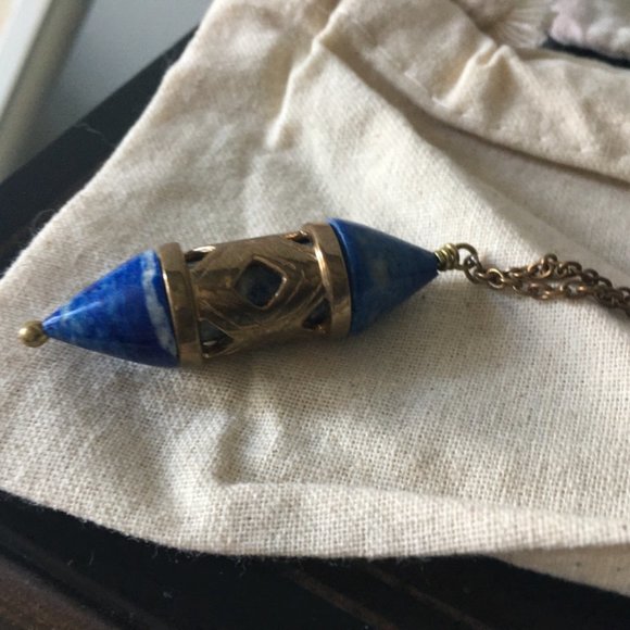 Pamela Love antiquated brass chain and lapis lazuli pendant - Picture 2 of 7